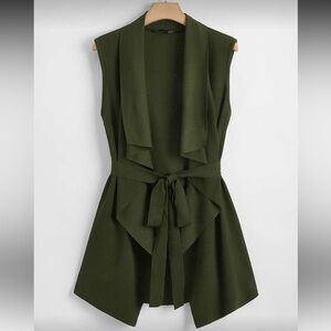 Olive Green Sleeveless Vest with Belt *NEW*